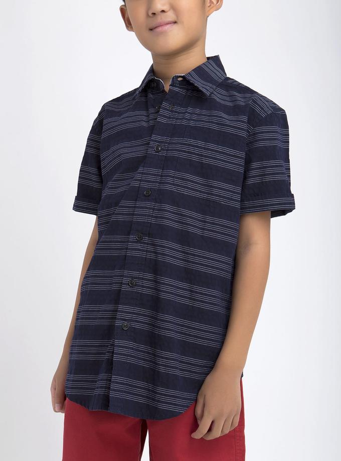 USPA BOYS BLACK MALLET HORIZONTAL DOBBY SHORT SLEEVE SHIRT New Arrival