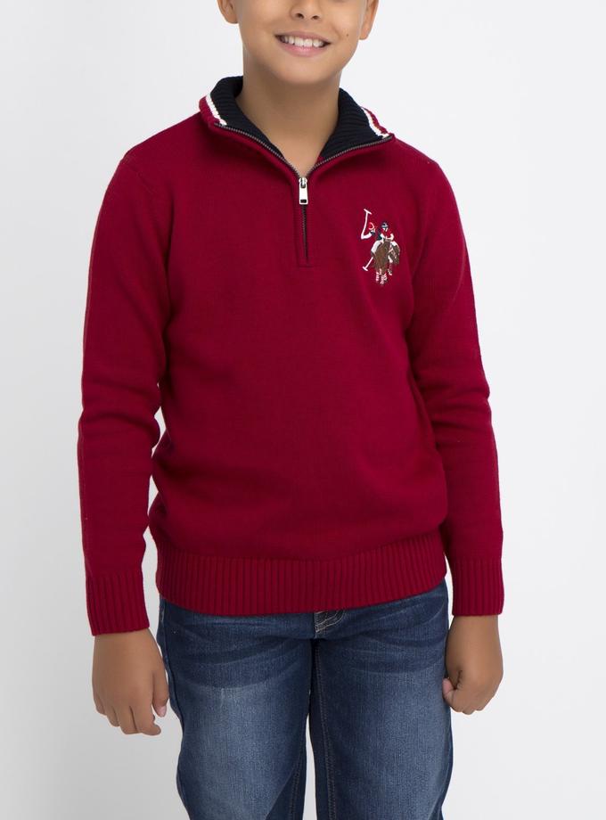 USPA BOYS SOLID COLOR SWEATER WITH MULTICOLOR LOGO Best Seller