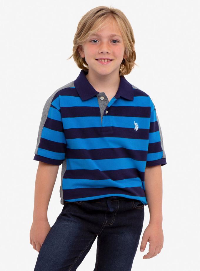 USPA BOYS STRIPED COLORBLOCK PIQUE POLO SHIRT Best Seller