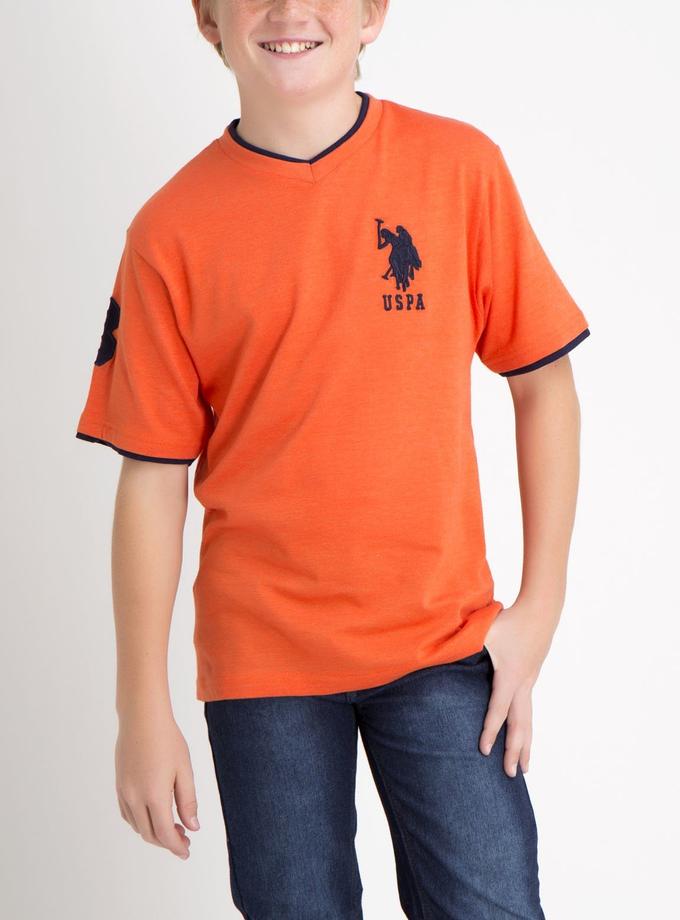 USPA Boys V-Neck Big Logo T-Shirt For Sale