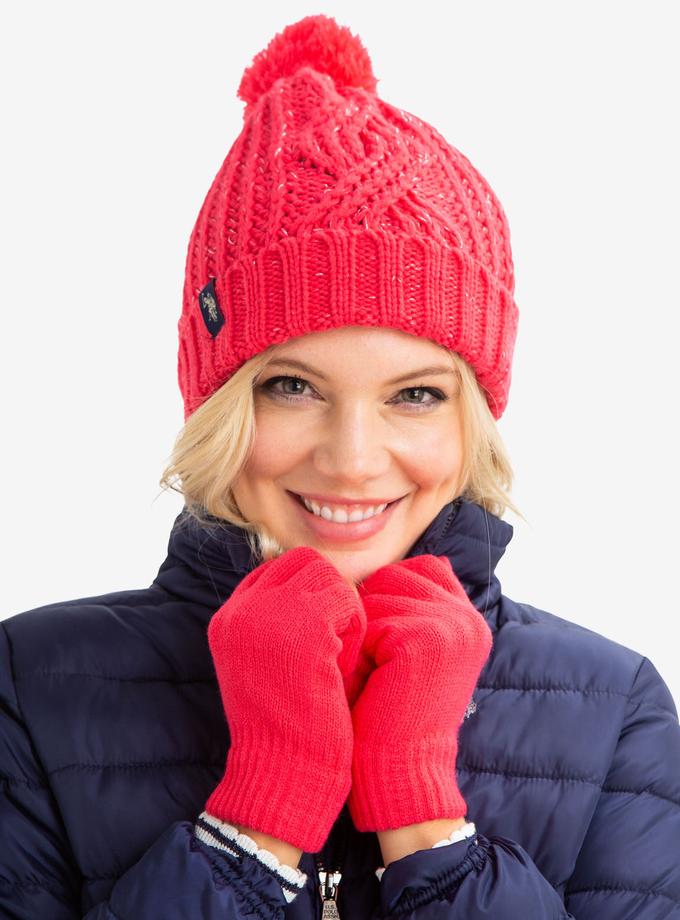 USPA CABLE KNIT BEANIE AND GLOVE SET Same Day Delivery