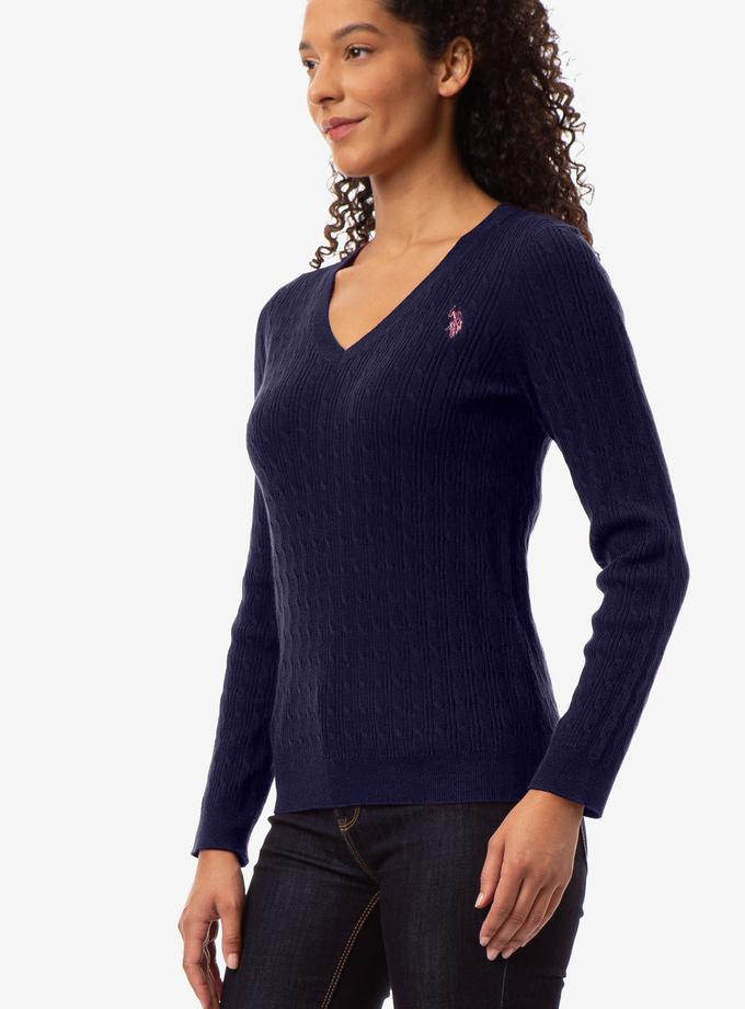 USPA CABLE KNIT V-NECK SWEATER High Quality