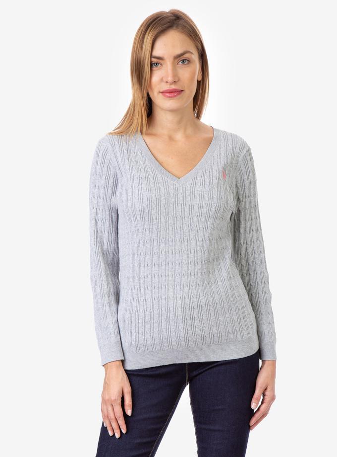 USPA CABLE KNIT V-NECK SWEATER On Sale