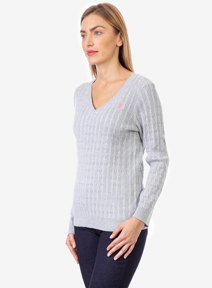 USPA CABLE KNIT V-NECK SWEATER On Sale