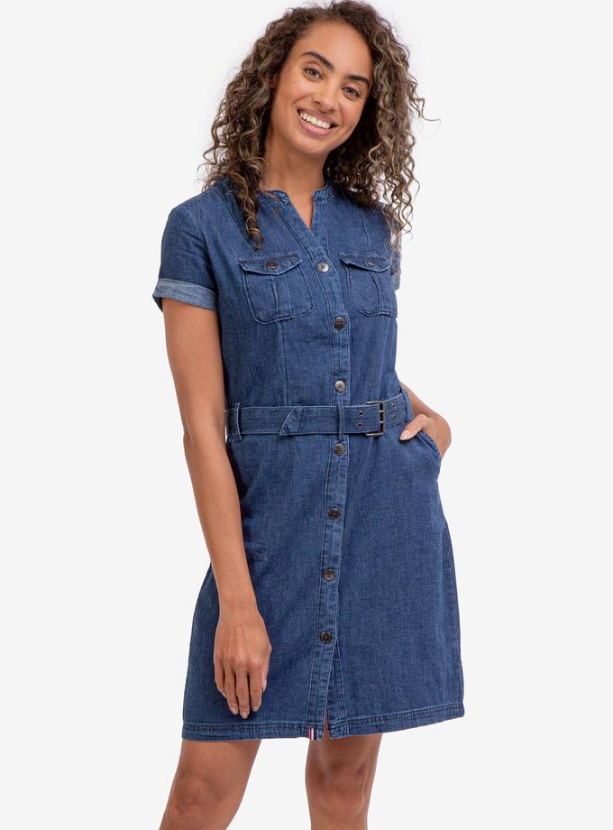 USPA CHEST POCKET BELTED WOVEN SHIRTDRESS Same Day Delivery