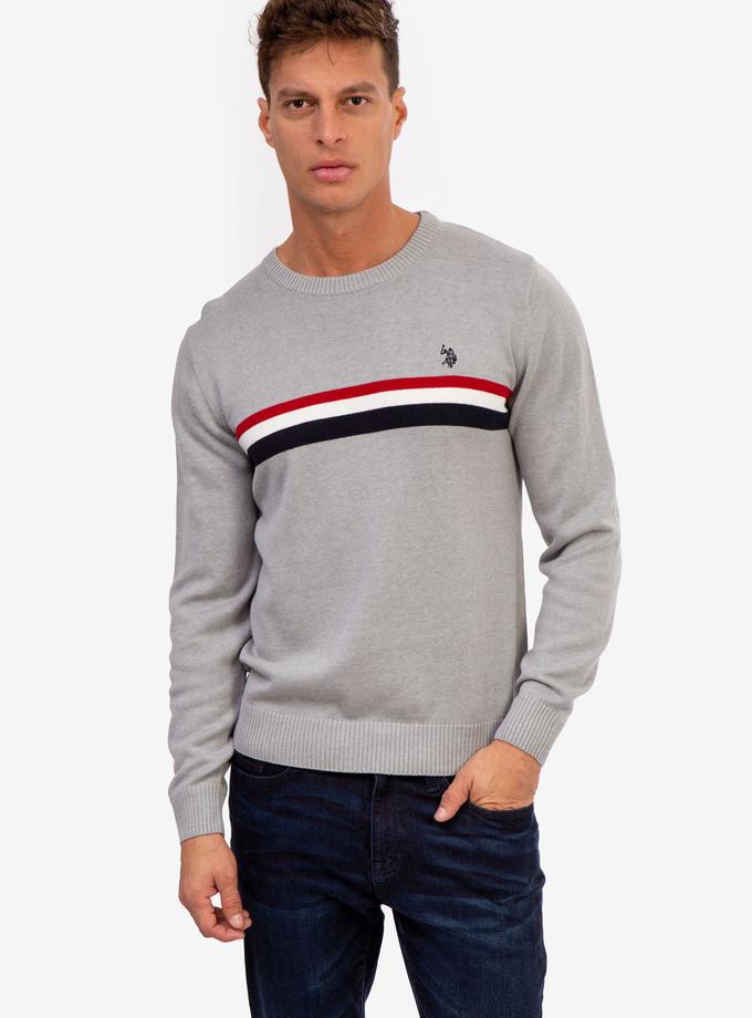 USPA CHEST STRIPE CREW NECK SWEATER Best Price