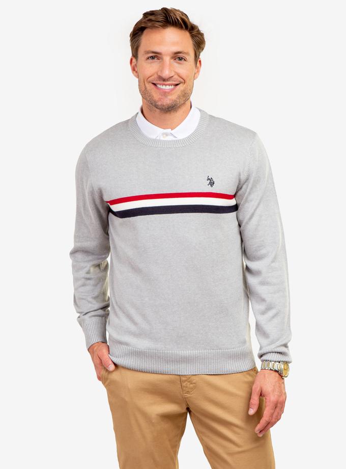 USPA CHEST STRIPE CREW NECK SWEATER New Arrival