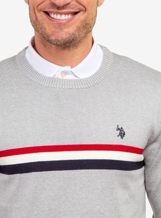 USPA CHEST STRIPE CREW NECK SWEATER New Arrival