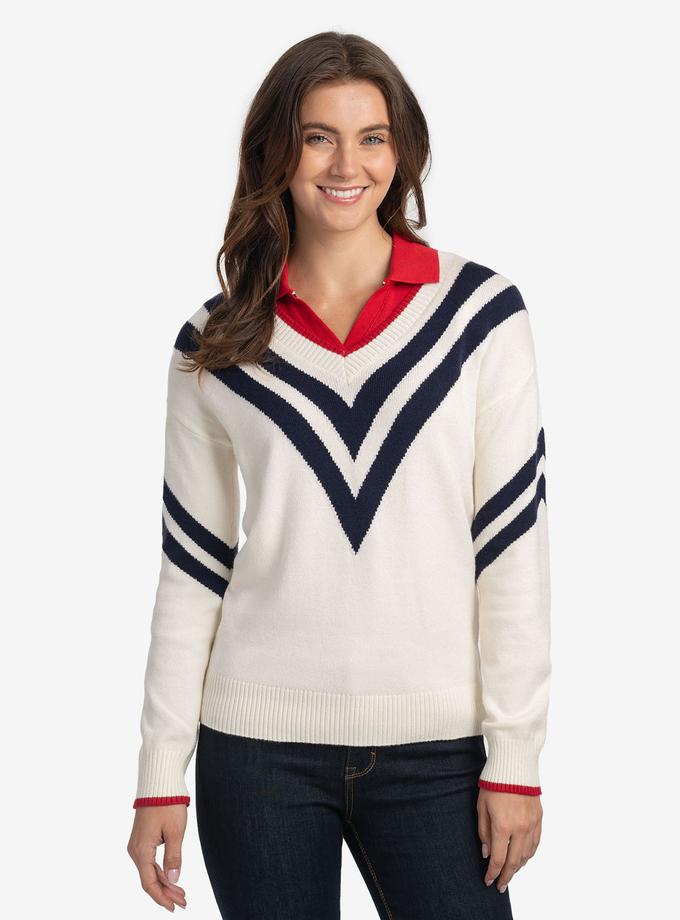 USPA CHEVRON V-NECK SWEATER For Sale