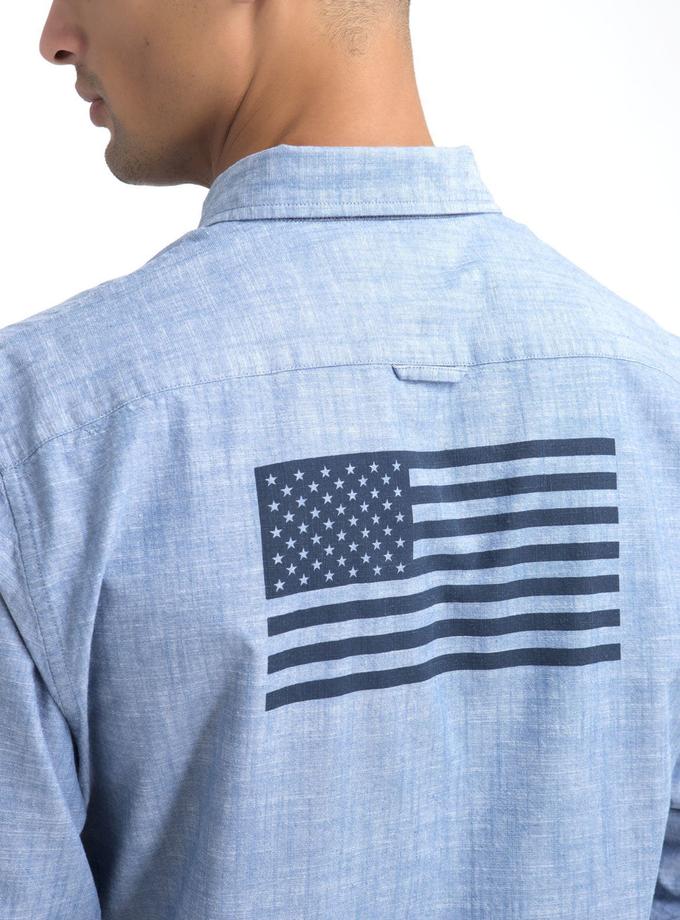 USPA CLASSIC FIT FLAG BACK SHIRT IN CANVAS On Sale