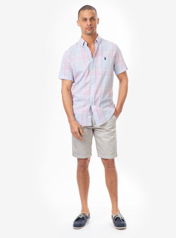 USPA CLASSIC FIT SLUB PLAID SHORT SLEEVE SHIRT For Sale