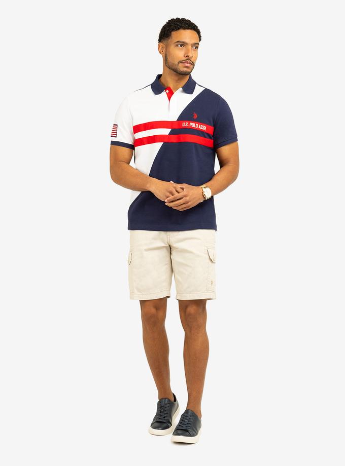 USPA COLOR BLOCK CHEST STRIPE PIQUE POLO SHIRT Best Buy