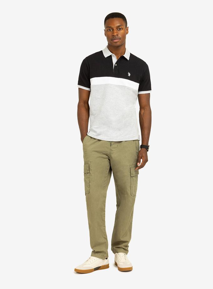 USPA COLOR BLOCK OTTOMAN TEXTURE KNIT POLO SHIRT For Sale