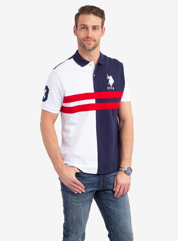 USPA COLORBLOCK CHEST STRIPE PIQUE POLO SHIRT New Arrival