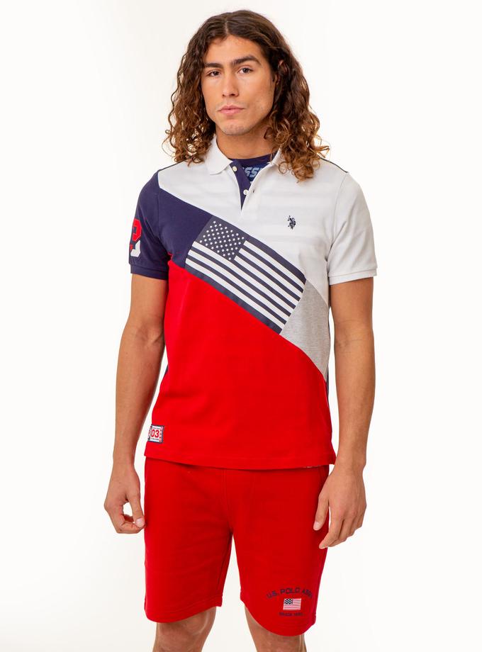 USPA COLORBLOCK FLAG GRAPHIC PIQUE POLO SHIRT New Arrival