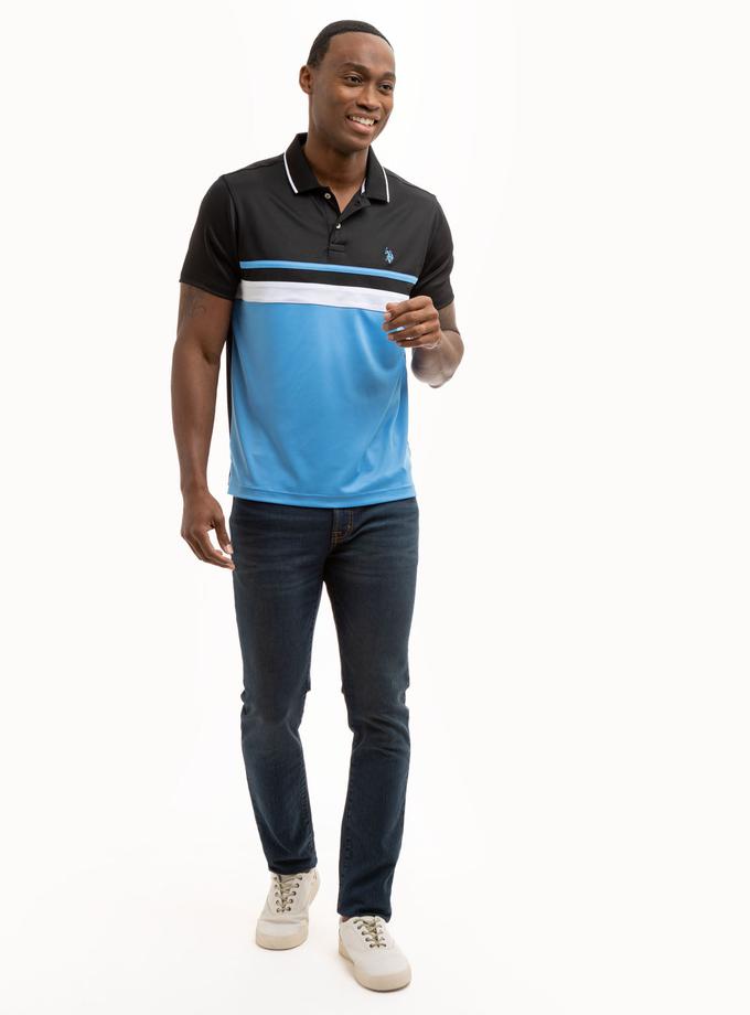 USPA COLORBLOCK JERSEY PERFORMANCE POLO SHIRT On Sale