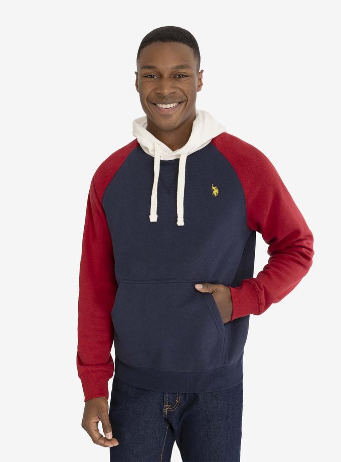 USPA COLORBLOCK RAGLAN SLEEVE FLEECE PULLOVER HOODIE High Quality