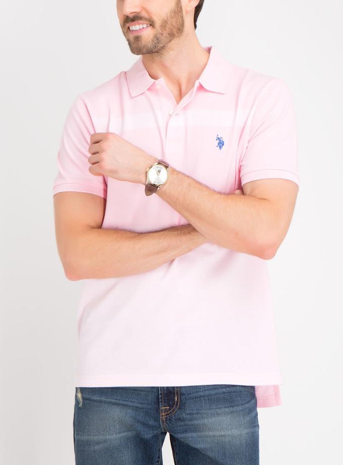 USPA COLORBLOCK STRIPED PIQUE POLO SHIRT High Quality