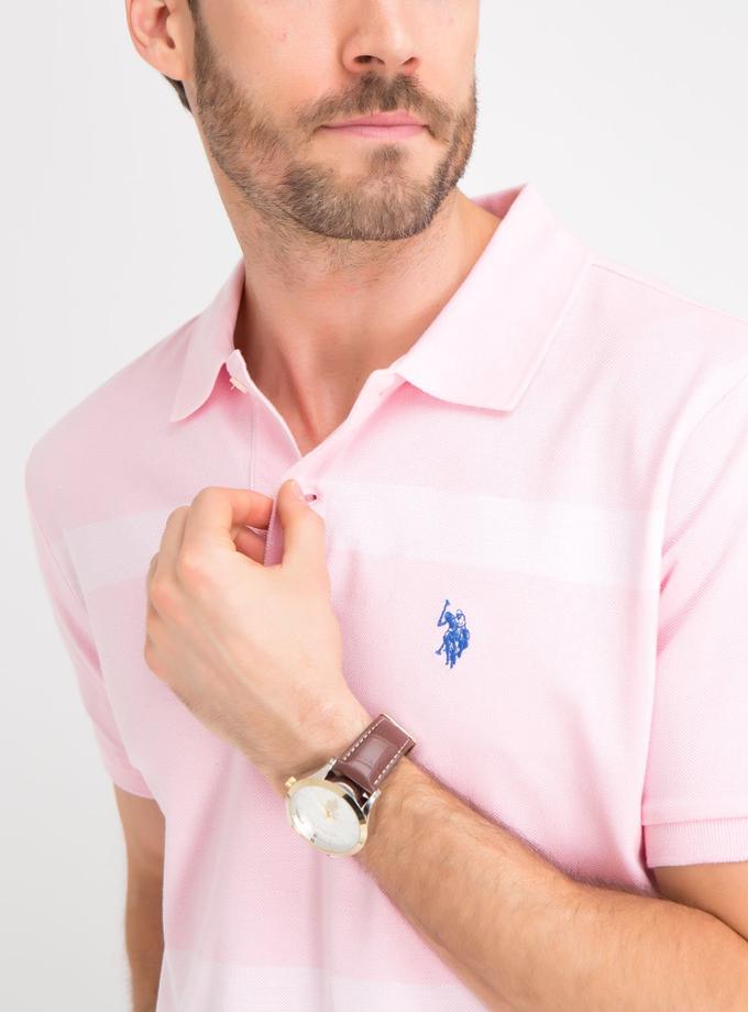 USPA COLORBLOCK STRIPED PIQUE POLO SHIRT High Quality