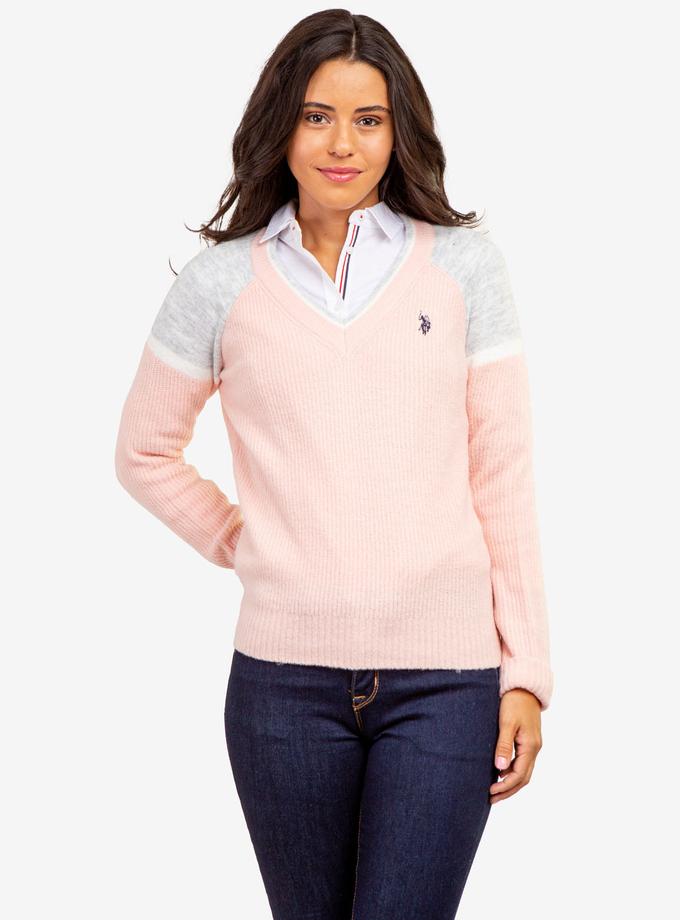 USPA COLORBLOCK V-NECK SWEATER Same Day Delivery