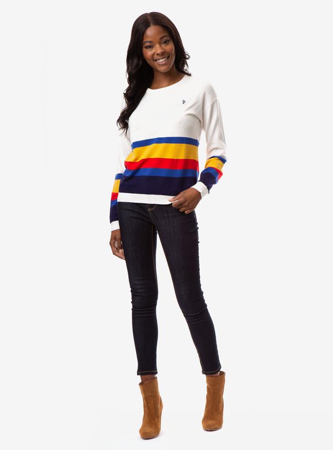 USPA COMBO STRIPE CREW NECK SWEATER Best Buy