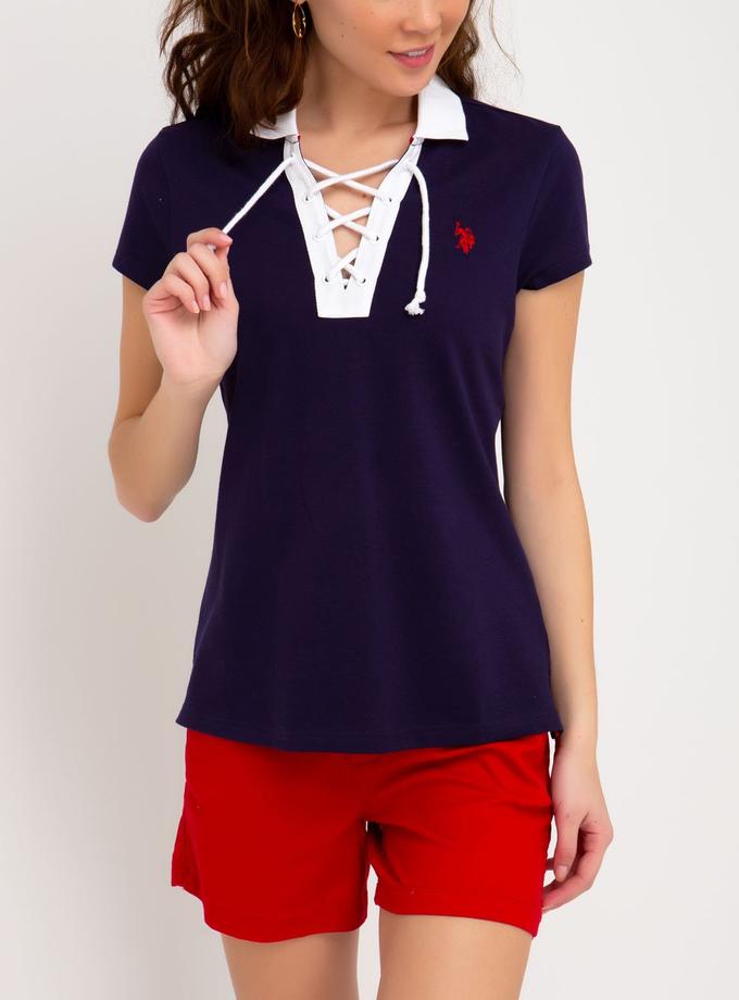 USPA CONTRAST LACE UP POLO SHIRT On Sale