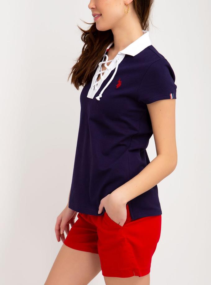 USPA CONTRAST LACE UP POLO SHIRT On Sale