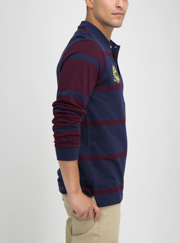 USPA Contrast stripe long sleeve polo shirt For Sale