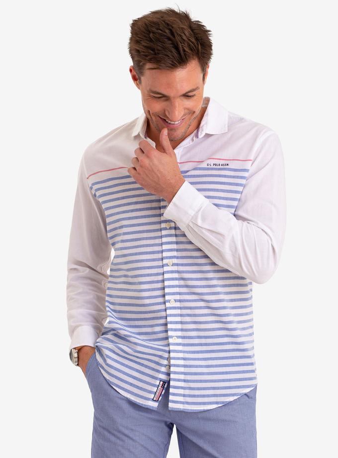 USPA CONTRAST STRIPED LONG SLEEVE SHIRT For Sale