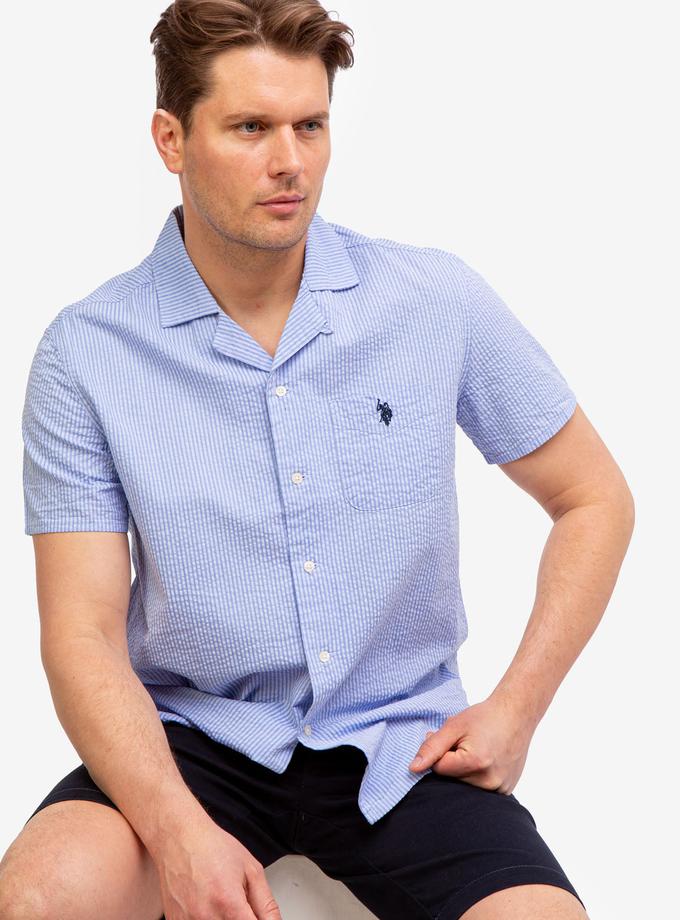 USPA CONVERTIBLE COLLAR SEERSUCKER STRIPE SHIRT Best Seller