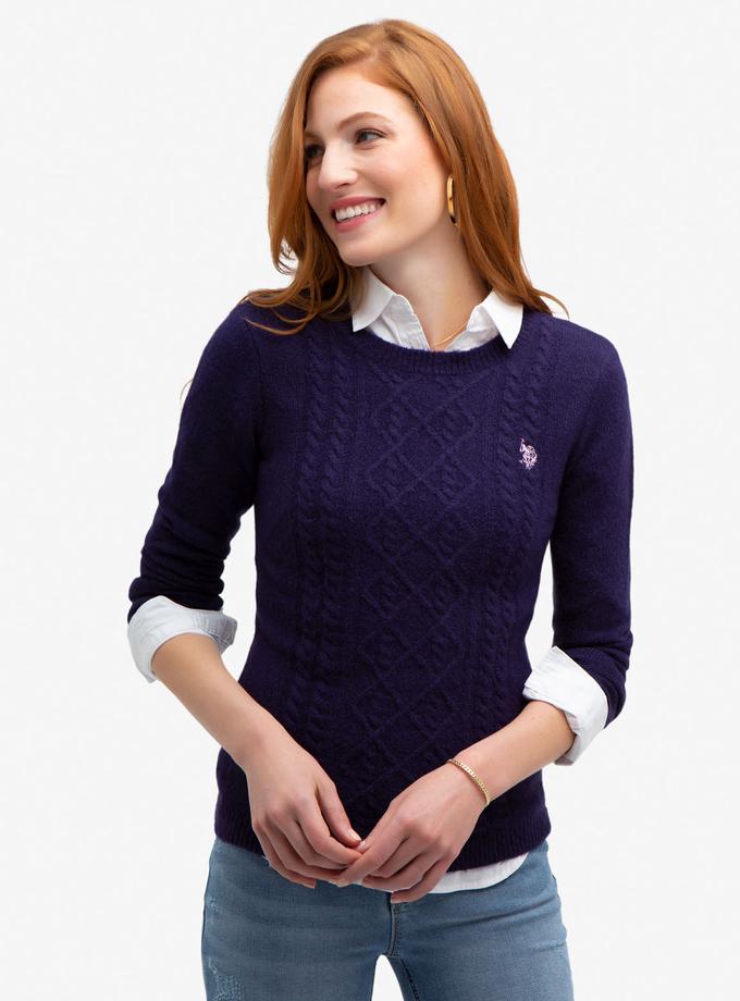 USPA COZY CREW NECK CABLE SWEATER Free shipping