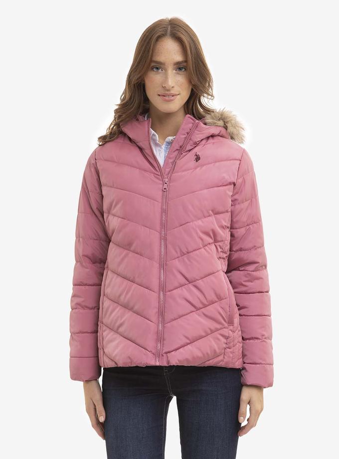 USPA COZY FAUX FUR HOOEDED PUFFER JACKET On Sale