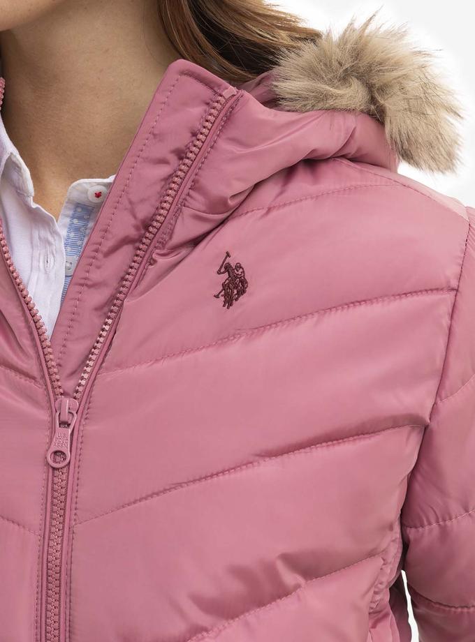 USPA COZY FAUX FUR HOOEDED PUFFER JACKET On Sale