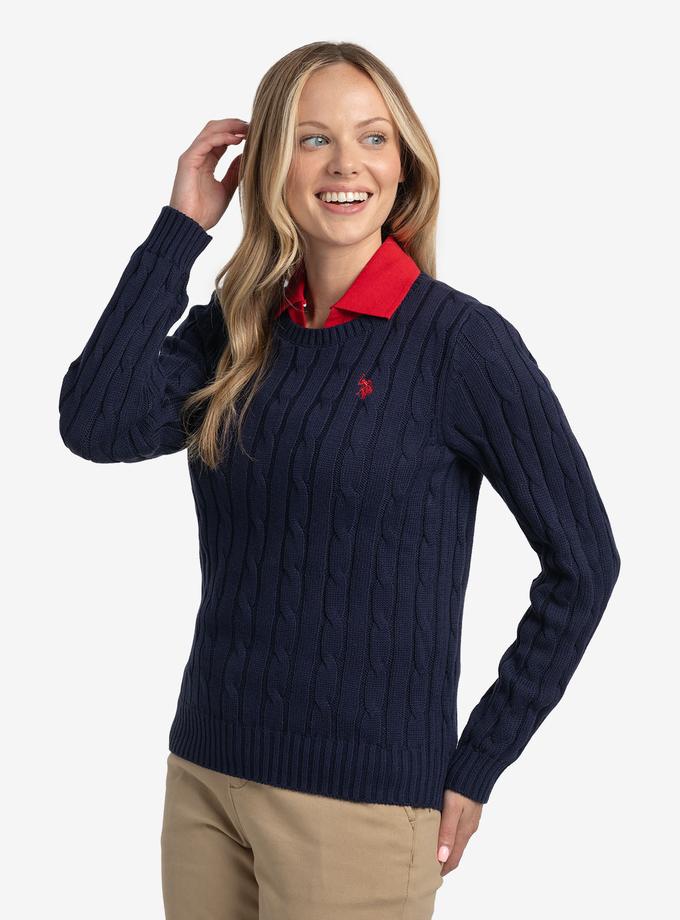 USPA CREW NECK CABLE PULLOVER SWEATER Best Price