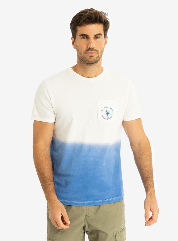 USPA CREW NECK DIP DYE T-SHIRT WITH POCKET For Sale