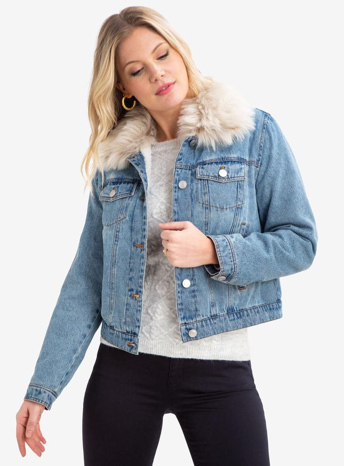 USPA DENIM JACKET WITH FUR COLLAR Best Price