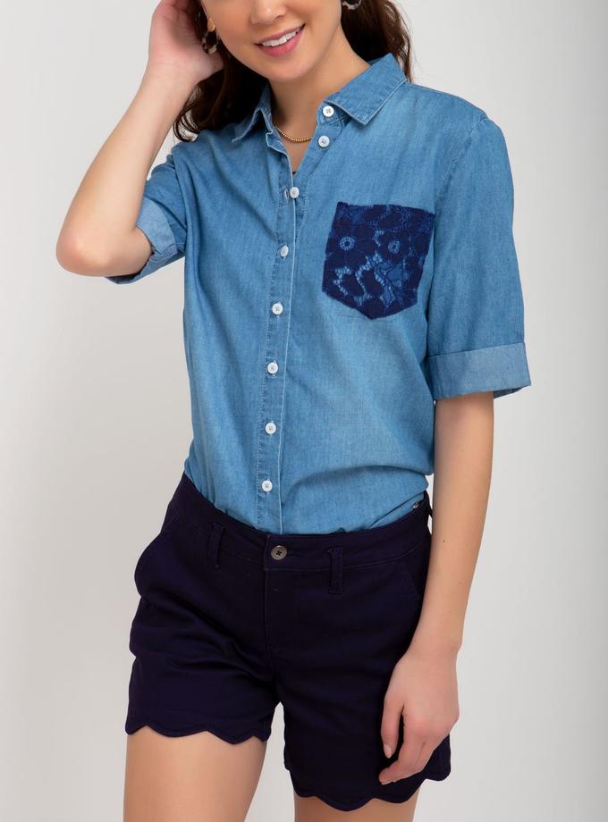 USPA DENIM LACE POCKET SHIRT Same Day Delivery