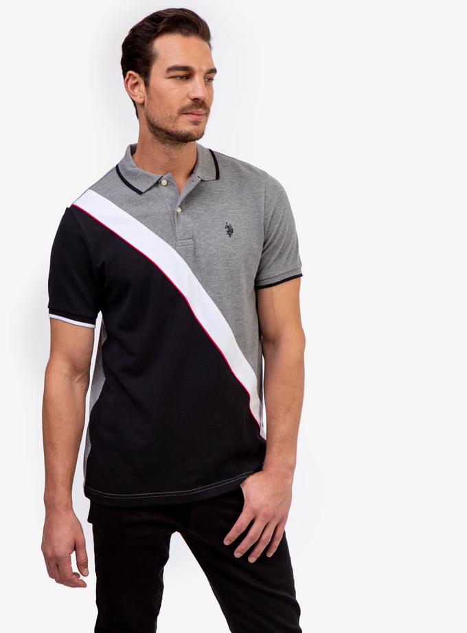 USPA DIAGONAL COLORBLOCK PIQUE POLO SHIRT Free shipping