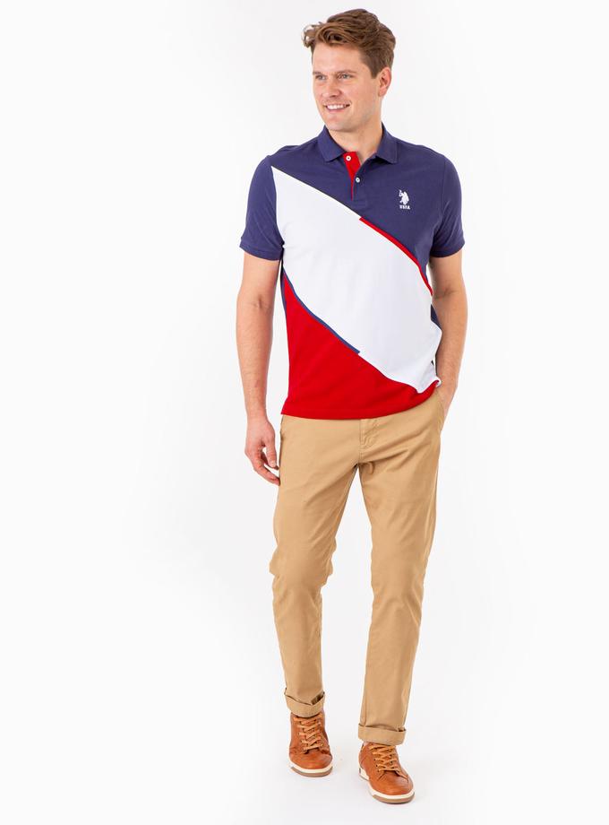 USPA DIAGONAL COLORBLOCK POLO SHIRT WITH PIPING New Arrival