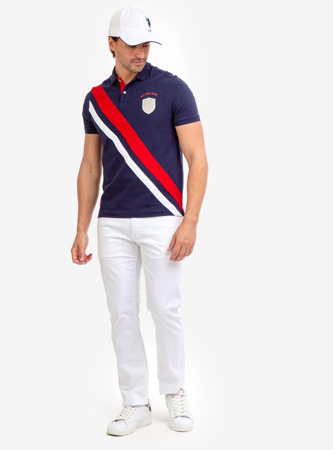 USPA DIAGONAL STRIPE PIECED PIQUE POLO SHIRT High Quality