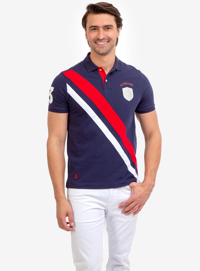 USPA DIAGONAL STRIPE PIECED PIQUE POLO SHIRT High Quality