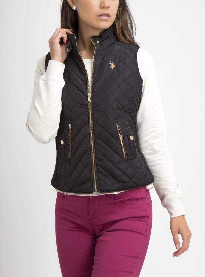 USPA DIAMOND QUILT SIDE KNIT VEST Same Day Delivery