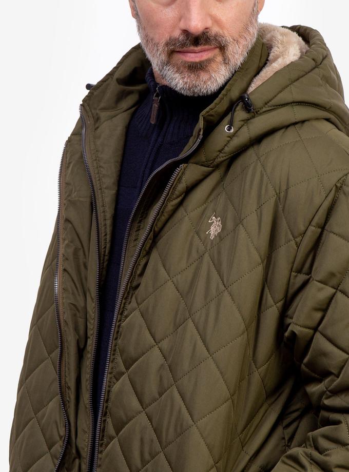 USPA DIAMOND QUILTED HOODED JACKET WITH SHERPA Same Day Delivery