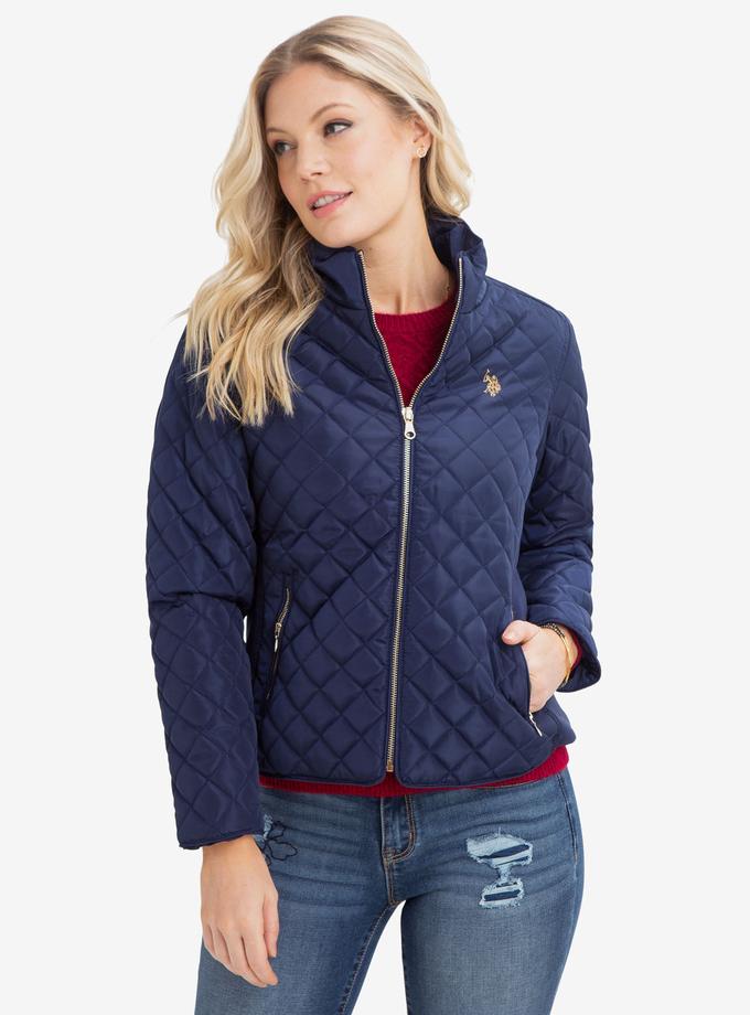 USPA DIAMOND QUILTED SIDE KNIT JACKET For Sale