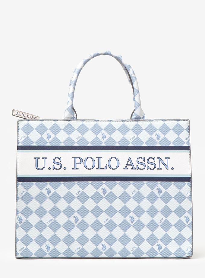 USPA DIAMOND STRIPE BOOK TOTE WITH CROSSBODY STRAP High Quality