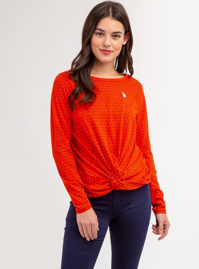 USPA DITSY LONG SLEEVE TWIST FRONT TOP Free shipping