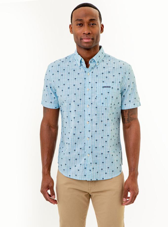 USPA DITSY PALM TREE PRINT WOVEN SHIRT WITH POCKET On Sale