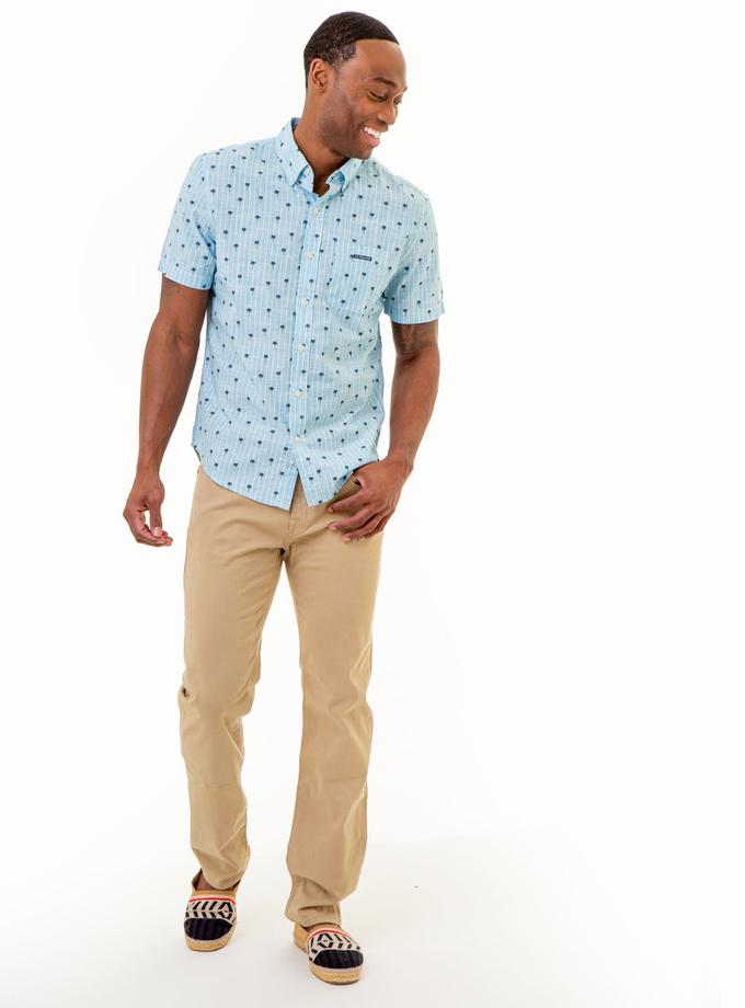 USPA DITSY PALM TREE PRINT WOVEN SHIRT WITH POCKET On Sale