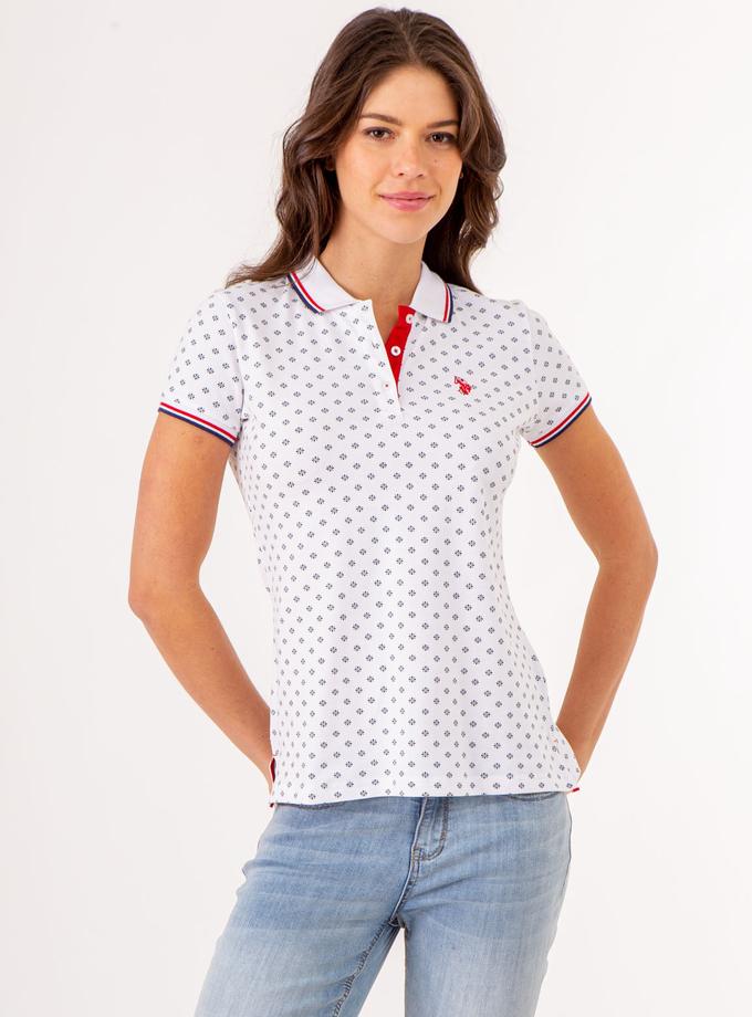 USPA DOT FLOWER PRINT TIPPED POLO SHIRT Free shipping