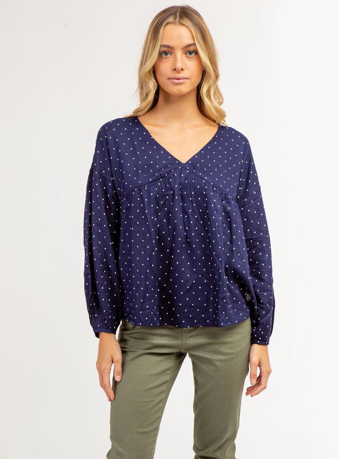 USPA DOT POETIC V-NECK TOP New Arrival